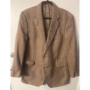 Jos A Banks Men's Brown‎ Tan Blue  Houndstooth Sports Coat Blazer Brown 44L
